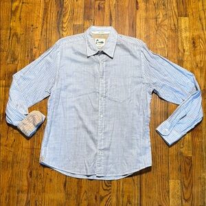 GILDED AGE INC. Men's Blue White Checkered‎ Button Up Shirt 100% Cotton Size XXL